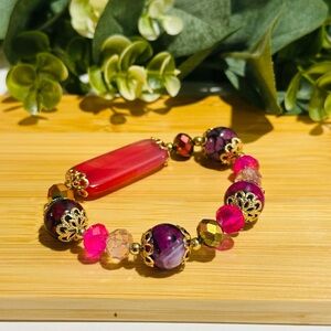 Elegant Pink Agate Stones Bracelet